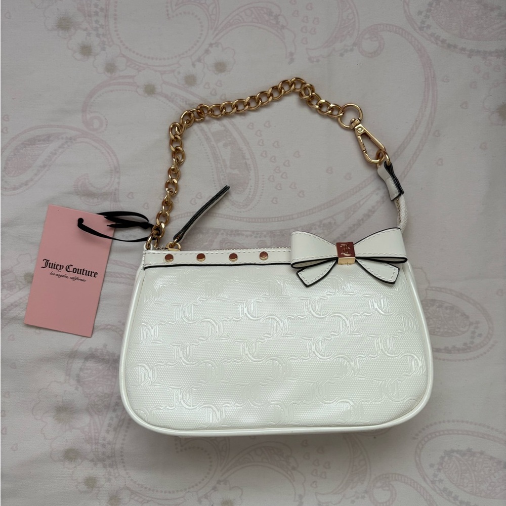Juicy Couture White Bag with Gold Chain and Bow